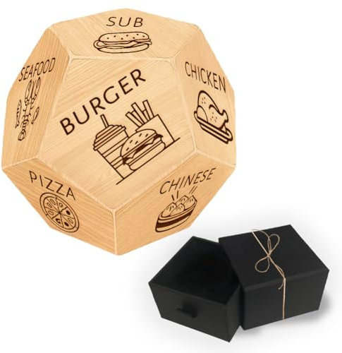 UNICRAFTALE 1Set Wood 12 Types Food Decision Dice Wedding Gifts Funny Food Dice with Jewelry Ring Box for Husband Wife Boyfriend Girlfriend Valentines Day Gifts Anniversary Date Night Gifts