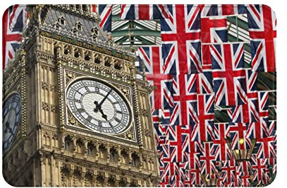 Badematte Union Jack Flaggen Muster Mit Big Ben Badezimmer Matte Dekoration Küchentürteppich Bedruckt Bodem Fußabtreter, Für Küche, Eingang, Flur, 60x40cm