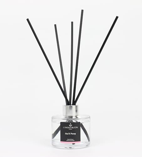 Oud & Peony Luxury Reed Diffusers- 3 Months Lasting Fragrance - Eco & Vegan Friendly