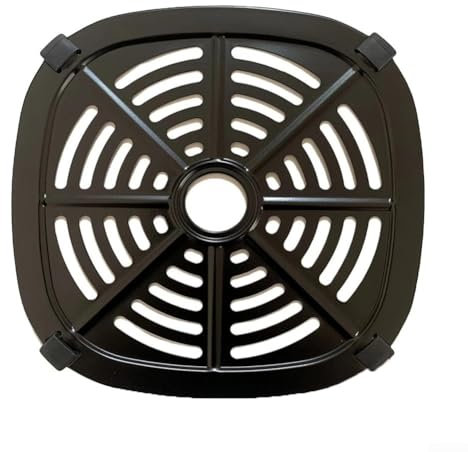Accesorios para freidora de aire, sartén para freidora de aire, bandeja de parrilla con parachoques de goma para freidoras de aire, hornos de 17,5 cm/20,8 cm, negro (17,5 x 17,5 cm)
