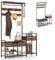 HOMASIS 5 in 1 Garderobenständer mit Sitzbank, Garderobe mit 12 Haken, Schuhregal, Kleiderstange, Schubladen & Ablage, Metall Kleiderständer Flurgarderobe mit Stauraum, Vintage-Braun, 120x30x178cm