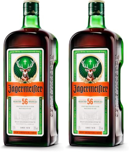 Jägermeister – 1 x 1,75l Premium Kräuterlikör 35% Vol. - Integrierte Ausschankhilfe für den perfekten Shot – 56 erlesene Kräuter – Im Eichenfass gelagert – Das Original aus Wolfenbüttel