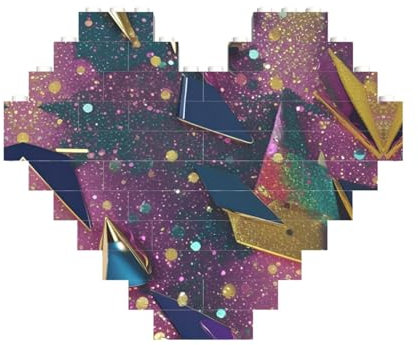 Glitzermuster-Druck, herzförmiges Baustein-Puzzle, personalisiertes individuelles Geschenk für Männer und Frauen