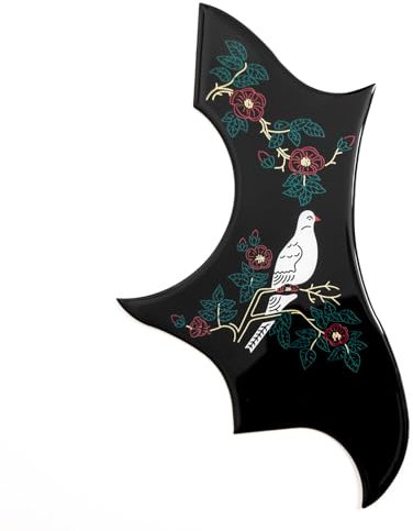 Akustikgitarre Pickguard Schwarz für 36-41 Zoll Gitarren, kompatibel mit Gibson Jumbo Body, Dove Kolibri Design, 2,0 mm dick, selbstklebend, kratzfest, Vintage-Stil