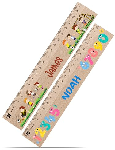 Meinearmbänder Personalisiertes Holz-Lineal zur Einschulung 2026 – 20 cm Graviertes Lineal mit Namen & Motiv – Geschenk zum Schulanfang für Jungen & Mädchen – Verschiedene Designs zur Auswahl (2)