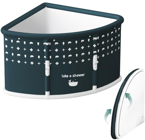 Ehozirta Space sparende Faltbadewanne für Erwachsene-fächerförmige, 70 cm x 70 cm x 55 cm, verdicktes PVC-Material zur Isolierung, faltbar zu 7,5 cm, einfach zu speichern, keine Installation benö