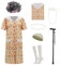 AYYOHON Alte Dame Kostüm für Frauen, Oma Kostüm Set mit Nachthemd Alte Dame Kleid Oma Outfits Halloween Cosplay Anzug L/XL