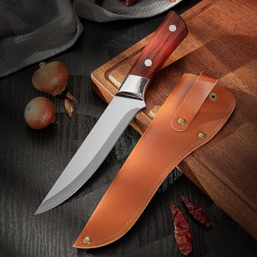 Filetiermesser Fisch, Edelstahl Fischmesser Küchenmesser, Scharfes Ausbeinmesser für Fisch und Fleisch, Full Tang Steakmesser Kochmesser profi Messer (B#)