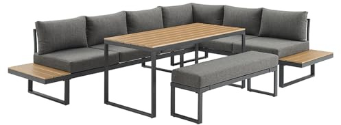 Riess Ambiente Wetterfestes Gartenmöbel Set Ibiza Grand - 280cm - anthrazit - Aluminium Lounge mit Sitzpolstern Outdoor modern