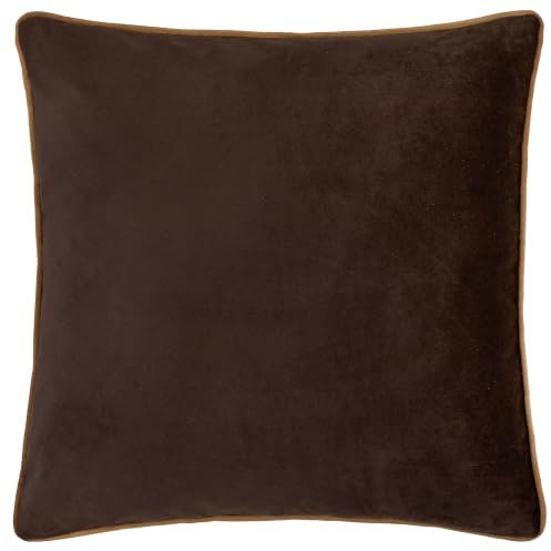 furn. Meridian Polyester Filled Cushion (Chocolate/Caramel - 55 x 55cm) | Soft velvet cushion with contrast piping and polyester filling. 55 x 55cm. Ready to style.