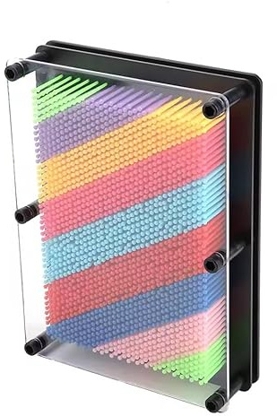 Lonexo ColorWave™ 3D Rainbow Pin Art Frame – |10' 25Cm| Sensory Sculpture Toy for Kids & Adults | Create Colorful 3D Impressions | Stress Relief, Desk Gadget & Creative Gift Idea Size L