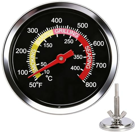Grill Thermometer aus Edelstahl Ø6 cm, Smoker Thermostat für Weber Kettle, Kamado, Charbroil, Outback, Pit Boss, Uniflame BBQ