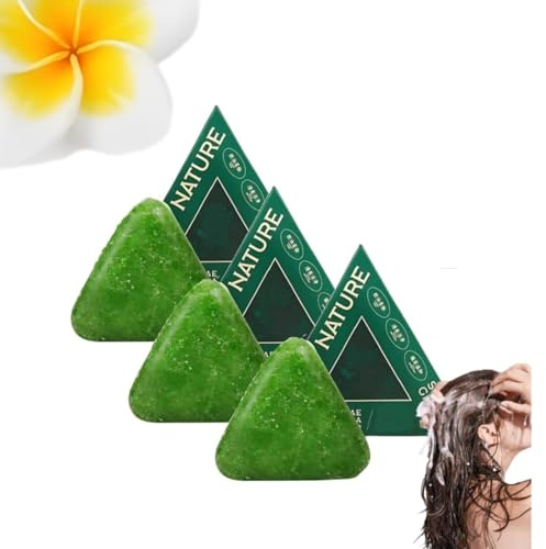 Nature Triangle Shampoo Bar, Nature Seven Green Shampoo, pflanzliches festes Shampoobar,Sanfte Reinigung und Nährende Pflege für Frauen Und Männer, Stärkt Glatt Haar (3PCS)
