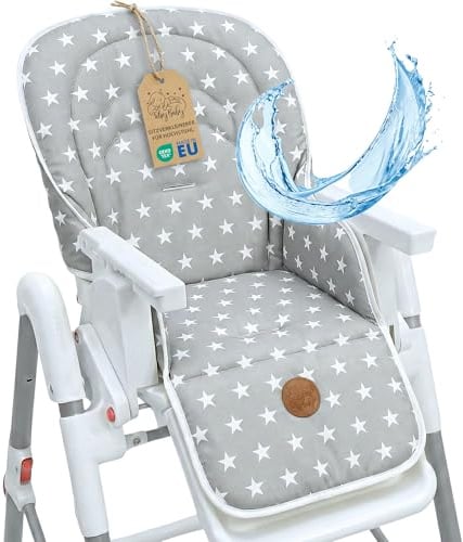 Sitzverkleinerer für hochstuhl baby sitzkissen stuhl - kinder sitzauflage für ikea peg perego kinderhochstuhl chair cover für kinderstuhl babystuhl und hochstühle zertifikat oeko-tex sterne und grau