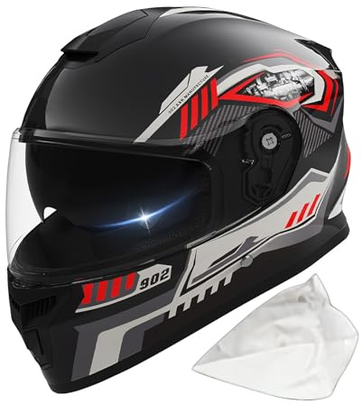 Integralhelm Motorradhelm, Schutzvisier, 37 x 26 x 27,5 cm, Motocross-Reitausrüstung, Integralhelm, optimiertes Luftstromsystem, für Rennstrecken, Outdoor, Reiten, Ski-Abenteuer, Rot