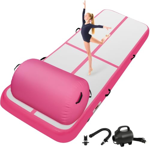 KIKILIVE Air Matte Track mit Air Roll, 3m Aufblasbar Tumbling Matte | Inkl. 600W Luftpumpe, 60h Luft, Doppelwand PVC, Tragetasche, für Yoga, Turnen, Gymnastik, Cheerleading, Tanzen
