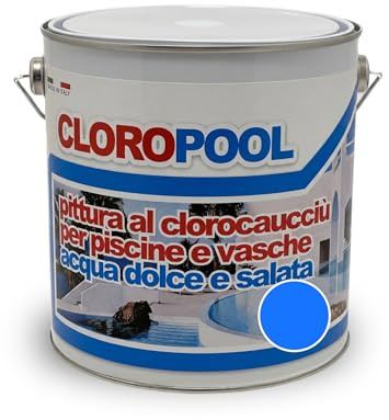 laiv Pittura al Clorocaucciù per Piscine e Vasche – Smalto Professionale Alta Resistenza al Cloro, Salsedine e Raggi UV – Impermeabile per Cemento e Calcestruzzo, Resa 5-6mq/l (Azzurro, 2,5 Litri)
