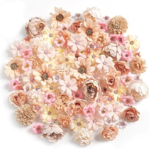 FOSDICK 40 Stück Kunstblumen zum Basteln, Klein Künstliche Blumen Köpfe, Mini Fake Blumen Deko, Seidenblumen für DIY Projekte, Kunstblume Blumenköpfe für Scrapbooking, Hochzeit, Tortendeko, Home Deko