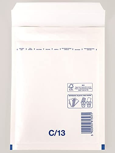 100 Stück Luftpolsterumschläge Luftpolstertaschen Versandtaschen Gr. C3 / DIN A5/B6+ (170 x 225 mm außen) Farbe weiß