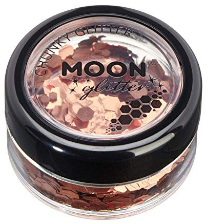 Classic Chunky Glitter by Moon Glitter - Copper Bronze - Cosmetic Festival Makeup Glitter for Face, Body, Nails, Hair, Lips - 3g