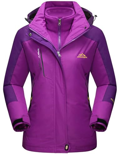 TACVASEN Giacche 3 in 1 Donna Giacca in Pile Impermeabile Inverno Abbigliamento Sportivo da Snowboard per Sci all'Aperto, Viola
