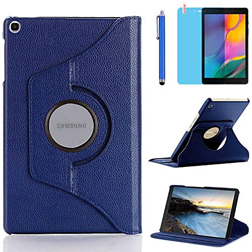 Case for Samsung Galaxy Tab A 8.0 inch 2019 (SM-T290 SM-T295 SM-T297) - 360 Degree Rotating Stand Case Full Protective Cover,with Stylus Pen,Screen Film (Deep Blue)