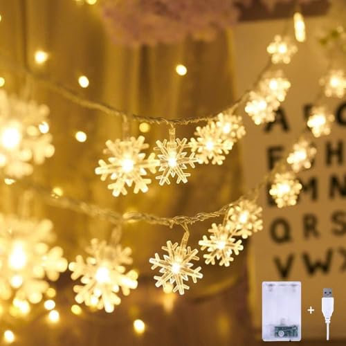 Lecone Catena Luminosa Fiocco di Neve 20 Stelle 3M Batteria Alimentata LED Luci Illuminazione Decorativa Ideale per Albero di Natale, Halloween, Matrimonio, Decorazione della stanza, Party, Giardino