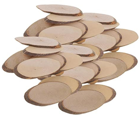 P Prettyia 40 Stück Oval Holzscheiben Scheiben zum Basteln Dekorieren
