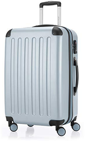 Hauptstadtkoffer - Spree - Hartschalenkoffer Rollkoffer + Kofferanhänger, erweiterbarer Reisekoffer, TSA, 4 Rollen, 65 cm, 74 Liter, Pool Blau