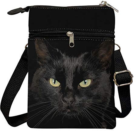 Dolyues Modische Umhängetasche, Geldbörse für Damen, kleine Umhängetasche, niedliche Münzgeldbörse, schwarze katze, Small