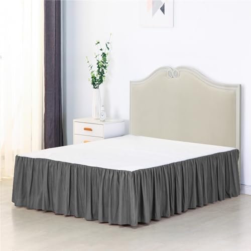SOWUDM Cache Sommier Litchi 1pc Jupe de lit, 35 cm avec Jupe de lit Solid Surface, Convient for Hôtel Famille Cache Sommier 160x200 (Color : Beige, Size : US T 100x190cm)
