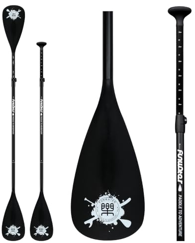 FunWater SUP Paddel Verstellbares Stand Up Paddle 3-teiliges oder 4-teiliges Schwimmendes Tragbares Paddelbrett aus Legierung Langlebig und Verstaubar (Schwartz, 2-in-1 Paddel)
