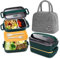 Haoh Bento Lunch Box avec Sac Lunch, 1100ml 2 Etages Boite Repas avec Compartiments Inox, Hermétique Boîtes Bento pour Pique Nique, Travail, Goûter, Ecole(Vert)