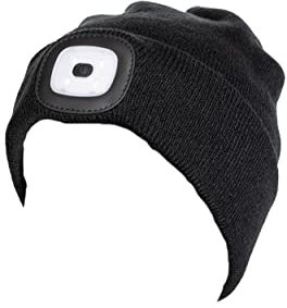 Oleanderhof Gadgets Sportswear Gift Idea Women Men LED Hood with Headlight (Removable), WM1582-black, One size