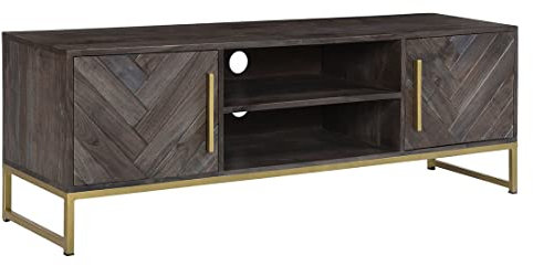 HOMELIV. Module Lowboard 150x39x50cm in Akazie Grau/Gold, Stauraum, das Highlight in Ihrem Wohnzimmer