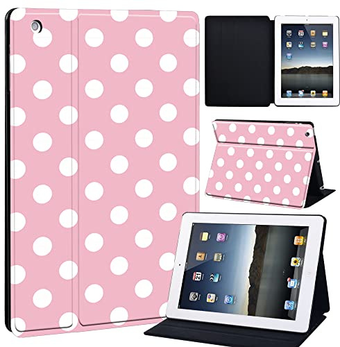 Printed Tablet Case for iPad 2 3 4 Smart Case Cover, Ultra Slim Lightweight Protective Case Folio Cover, for iPad 2/iPad 3 /iPad 4 (Old Model) (iPad 2/3/4, white polka dots)