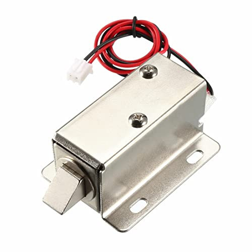RANRAO Cerradura de solenoide eléctrica, Cerradura de pestillo electrónica Puerta de captura 12V Electro-imán de liberación Solenoide Slant Slug