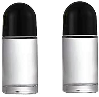 HugeDE 2 Pcs 50ml Clear Glass Roll on Bottles Empty Roller Bottles Refillable Rollerball Bottles Transparent Essential Oil Bottles for Cosmetics