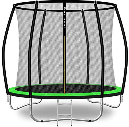 Baunsal® Trampolin Outdoor Ø 244 cm (FGIS) hellgrün-schwarz als Komplettset Gartenspielzeug Kindertrampolin Gartentrampolin rund Garten Spielzeug für Kinder