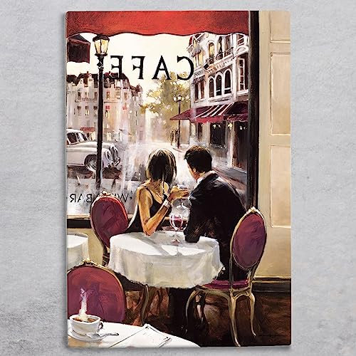 Global Designs After Hours Ceramic Tile Picture Plaque Sign Wall Art By Brent Heighton Paris Romantic Scene 30x20cm