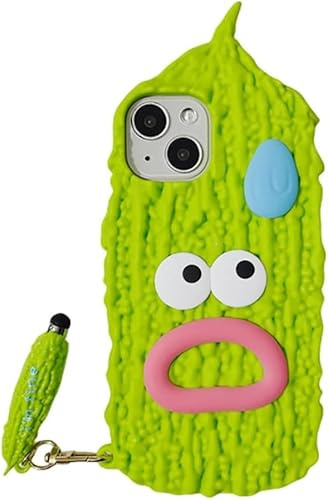 SGVAHY Kawaii Phone Cases Apply to iPhone 13, Cute Cartoon Balsam Pear Phone Case with Balsam Pear Stylus 3D Case for iPhone 13 Case Soft Silicone Shockproof Cover for Women Girls