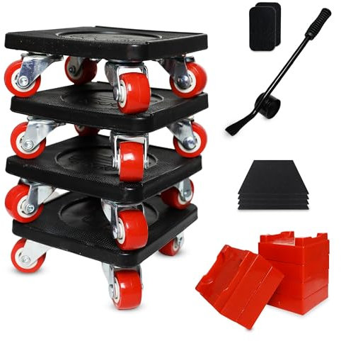 IMORETEC Kit Elevador de Muebles con Ruedas Rotación 360°- Ruedas para Muebles Pesados con Capacidad de Carga de 300 kg – Ruedas Deslizantes para Mover Muebles Pesados Cuidando el Suelo y los Muebles.