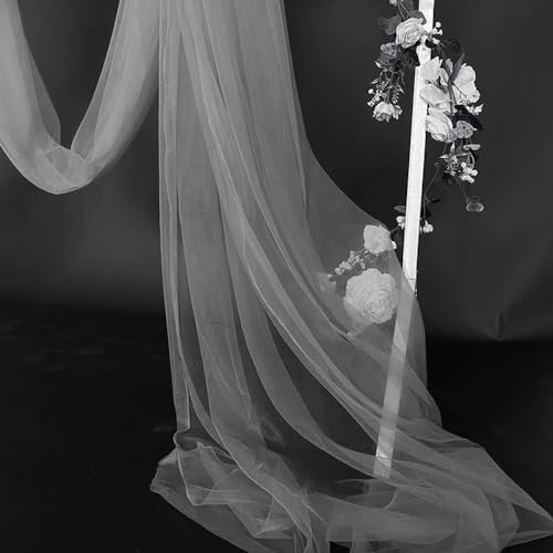 10m x 160cm Soft Tüllstoff,Tüll Stoffe zum Nähen,Netzstoff Dekostoff Drapierstoff für Arbor Hochzeit Vorhang Hochzeitsbogen Freihanddeko Querbehang Gardine Torbogen Zeremonie Party Dekor,Grau