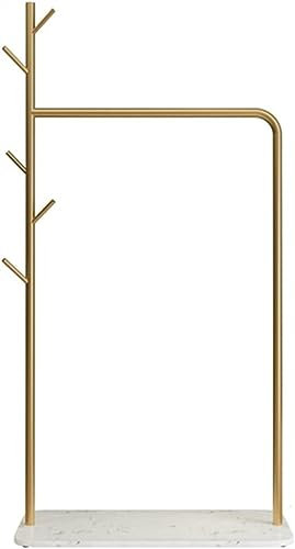 KRHINO Korridorhange Goldene Garderobe, Moderne Garderobe mit Regal, Standgarderobe, Marmor-Bodenleiste, 5 Seitenhaken-Präsentationsgarderobe Geeignet für Wohnzimmer