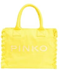 Pinko Damen Beach Shopping Canvas recycelt Vereinigtes Königreich Tasche, H85q_Gelb Sole-Antique Gold