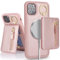 SailorTech iPhone 11 Pro Max Phone Leather Case with Credit Card Holder Magsafe, iPhone 11 Pro Max Case Ring Stand with Kickstand Card Slots Wallet Detachable 2-in-1 Zipper Case - Pink