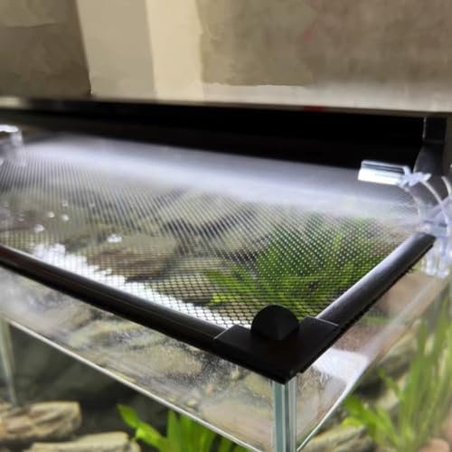 Magnetische Abdeckung für Aquarium, verstellbar, Anti-Spring-Mesh-Netz mit frischer Luft, max. 99,8 x 149,9 cm, passend für jede Größe kleiner, schützt Schildkröten, Reptilien vor dem Entkommen