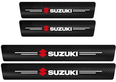 4 Stück Auto Einstiegsleisten Schutz Aufkleber für Suzuki S-Cross SX4 Swift Jimny Alto Grand Vitara Ignis Samurai, Kohlefaser Türschweller Trittschutz (Rot)