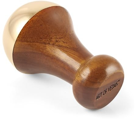Art of Vedas Mini Kansa Wand - Ayurvedisches Massagewerkzeug mit Teakholzgriff, Ideal für Augenpflege-Massage, Tragbar und Einfach zu Verwenden, Traditionelles Ayurveda Schönheitsinstrument