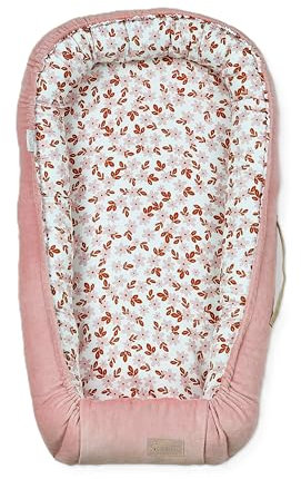 Babynestchen Retro-Blumen - 80x45cm - Warmer Baby Nestchen für Babybett - Schlafnest fürs Schlafen - Bettnestchen Babys Kokon Kuschelnest